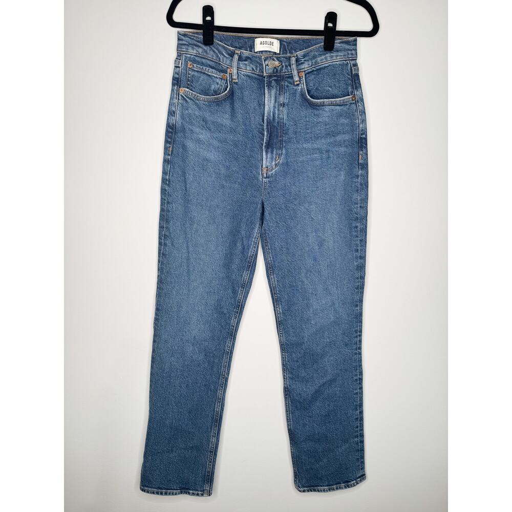 AGOLDE High Rise Stovepipe Straight Jeans Aspire Stretch Denim Size 27 - Picture 2 of 6
